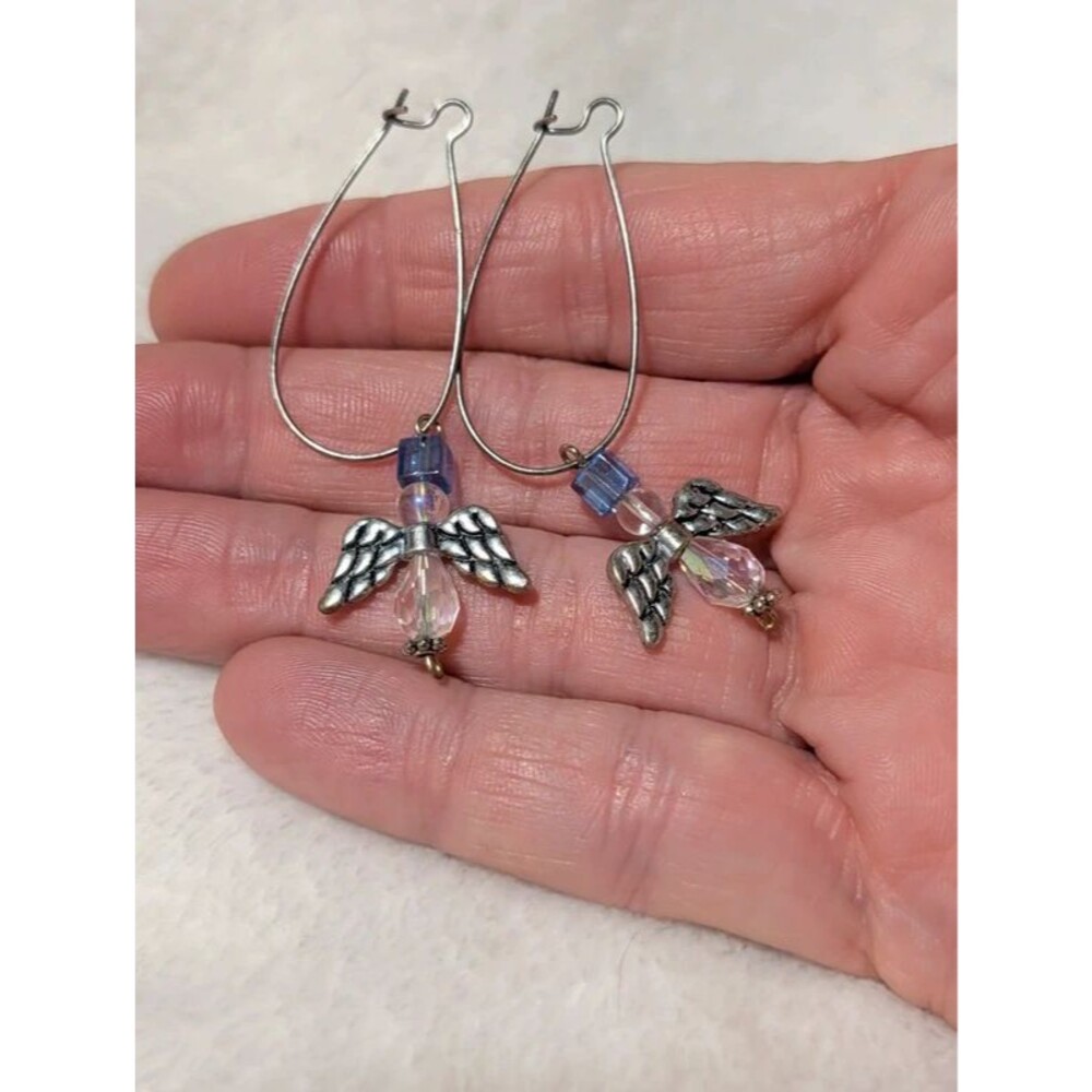 Artisan Guardian Angel AB Crystal Drop Earrings Y2K Fairycore